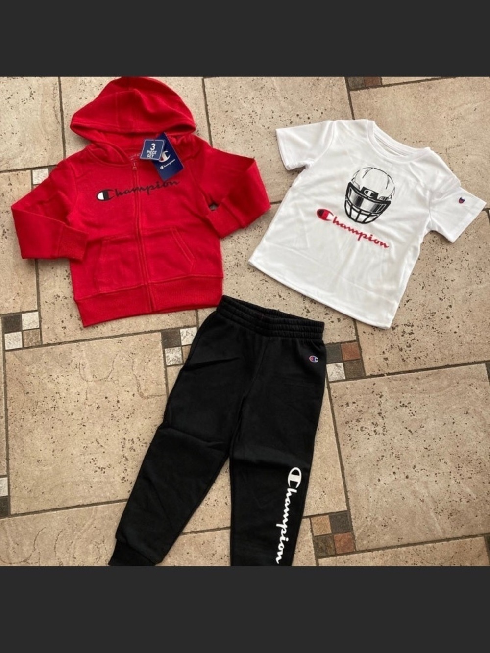 NWT Champion Boys Jacket & Tshirt & Jogger 3 Pcs Active Set